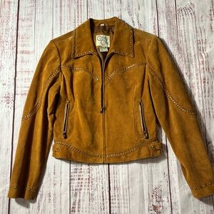 Vintage Coldwater Creek Carmel Leather Jacket with Studs